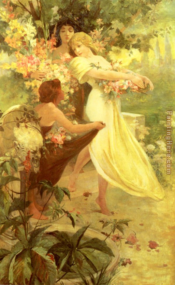 Spirit of Spring painting - Alphonse Maria Mucha Spirit of Spring art painting